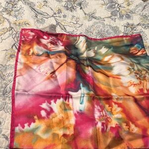 NWT Chicos  Multicolor Silk Scarf - Pink, Orange, Teal